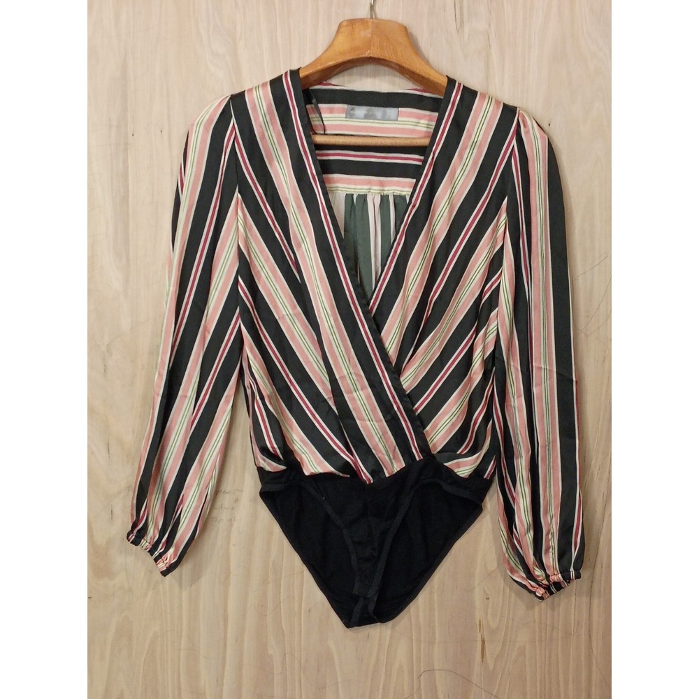 Hallhuber Donna Silk Blend Surplice /Wrap Bodysuit Women's Multicolor Size Med.